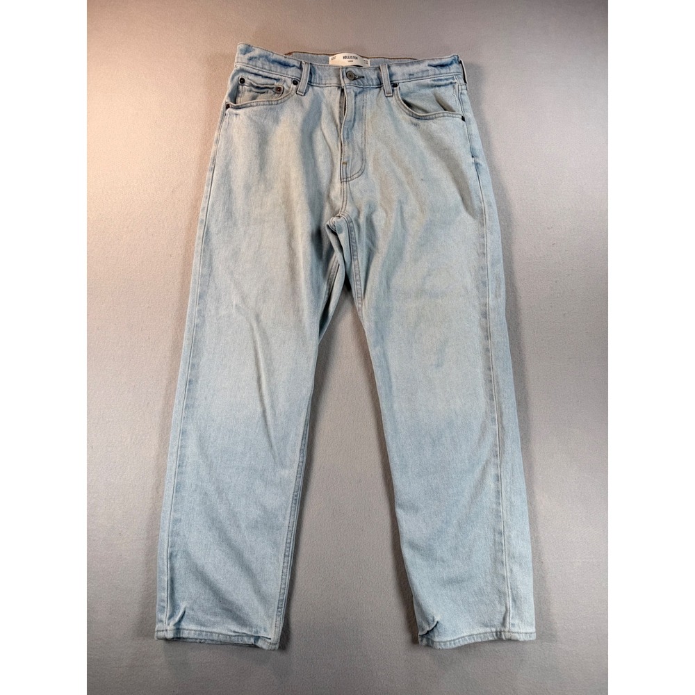 Y2K Hollister Loose Fit Light Wash Denim Jeans Mens 32x30 Blue Relaxed Straight